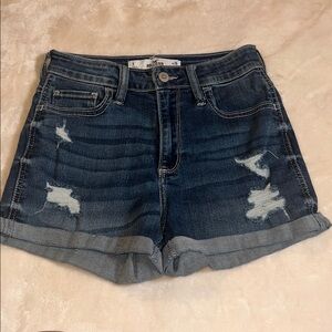 Hollister Women’s Blue Distressed Jean Shorts High-Waisted SZ 26 🌺